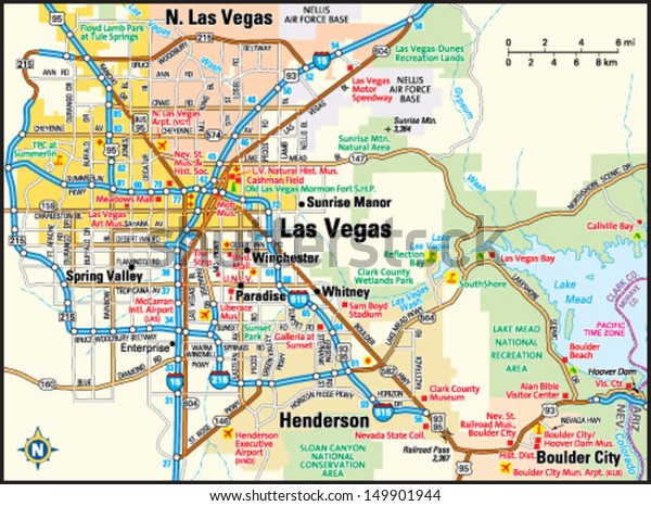 Las Vegas Nevada Area Map Stock Vector Royalty Free 149901944