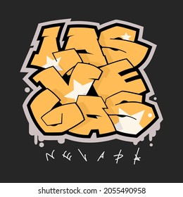 Las Vegas Nevada graffiti style hand drawn lettering. Can be used for printing on t shirt and souvenirs. Posters, banners, cards, flyers, stickers. Decorative vector text.