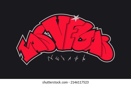 Las Vegas Nevada graffiti style hand drawn lettering. Can be used for printing on t shirt and souvenirs. Posters, banners, cards, flyers, stickers. Decorative vector text.