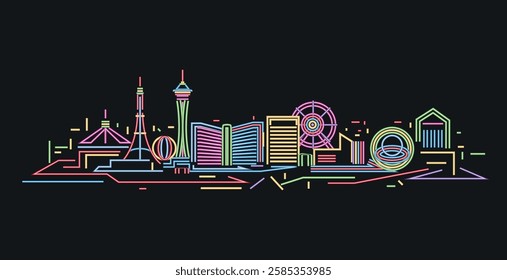 Las Vegas Nevada neon light skyline vector illustration