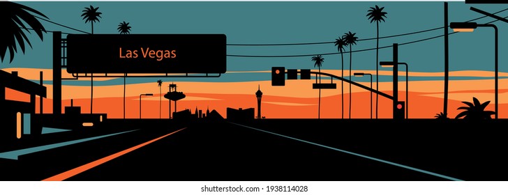 Las Vegas Nevada road vector illustration