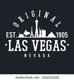 Las Vegas Nevada Skyline Original. A Logotype Sports College and University Style. Illustration Design.