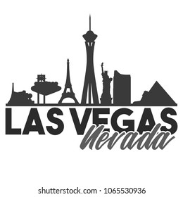 Las Vegas Nevada Skyline Souvenir Travel Vector Art Design Tourism