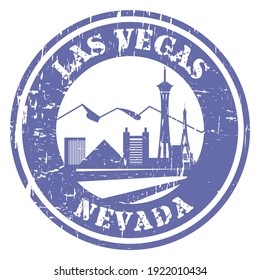 Las Vegas Nevada skyline stamp vector illustration