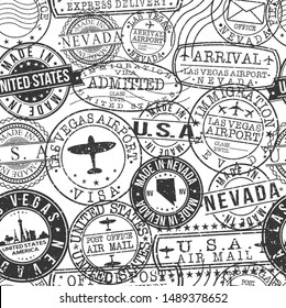 Las Vegas Nevada Stamps. City Stamp Vector Art. Postal Passport Travel. Design Set Pattern.