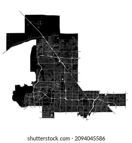 Las Vegas, Nevada, United States, high resolution vector map with city boundaries, and editable paths. The city map was drawn with white areas and lines for main roads, side roads and watercourses.