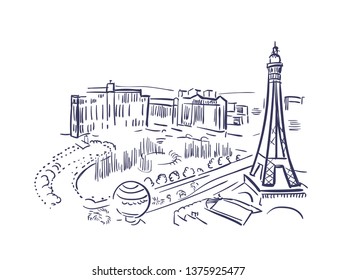 Las Vegas Nevada usa America vector sketch city illustration line art 