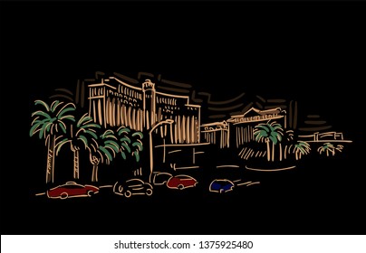 Las Vegas Nevada usa America vector sketch city illustration line art 