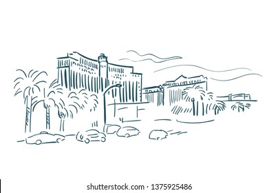 Las Vegas Nevada usa America vector sketch city illustration line art 