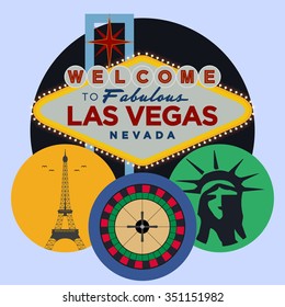 Las Vegas Nevada USA icons flat design vector illustration