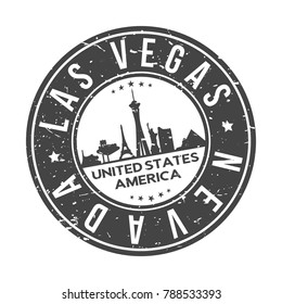 Las Vegas Nevada USA Stamp Logo Icon Symbol Design Skyline City Vector.