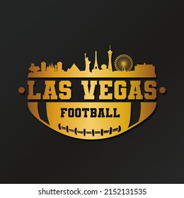 Las Vegas, NV, USA American Football Gold Skyline City Silhouette Vector. Golden Design Style Icon Symbols. Sport America Ball.