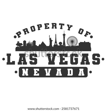 Las Vegas, NV, USA City Varsity Skyline. A Logotype Sports College and University Style. Illustration Design Vector Emblem.