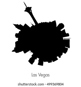 Las Vegas Planet circular skyline silhouette. Vector illustration