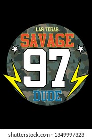 las vegas savage dude,t-shirt design vector