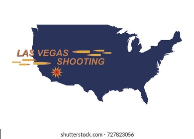 Las Vegas Shooting. Concept of terrorism and the memory of the dead. Bullets in the background of the US map
