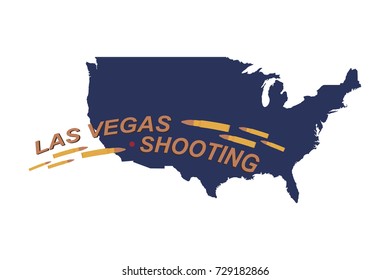 Las Vegas Shooting. Concept of terrorism and the memory of the dead. Bullets in the background of the US map