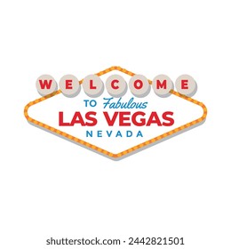 Diseño de signo de Las Vegas aislado sobre fondo blanco. Bienvenidos al fabuloso letrero de Las Vegas. Vector de stock