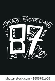 las vegas skateboarding,t-shirt design fashion vector