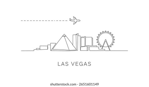 Las Vegas Skyline Airplane Travel Minimalist.