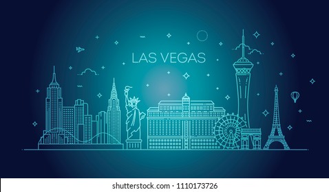 Las Vegas skyline with panorama in white background