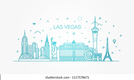 Las Vegas skyline with panorama in white background