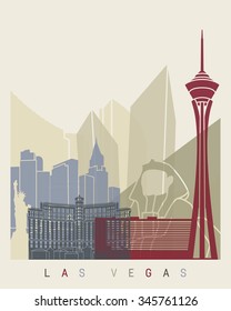 Las Vegas Skyline Poster In Editable Vector File