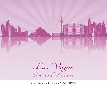 Las Vegas skyline in purple radiant orchid in editable vector file