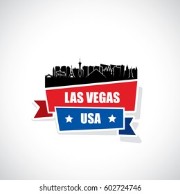 Las Vegas skyline ribbon banner - Nevada - vector illustration