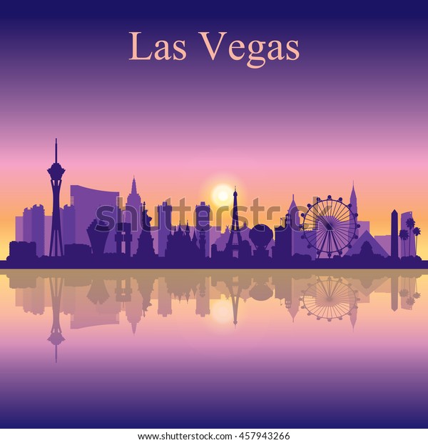 Immagine Vettoriale Stock 457943266 A Tema Las Vegas Skyline Silhouette Su Sfondo Royalty Free