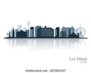 Las Vegas skyline silhouette with reflection. Landscape Las Vegas, Nevada. Vector illustration.