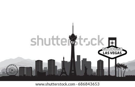 Las Vegas skyline. Travel american city landmark background. Urban cityscape. USA landscape