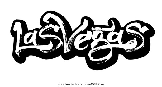 Las Vegas. Sticker. Modern Calligraphy Hand Lettering for Serigraphy Print