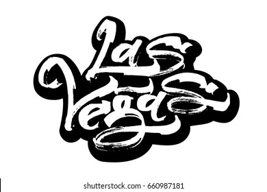 Las Vegas. Sticker. Modern Calligraphy Hand Lettering for Serigraphy Print