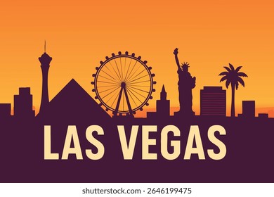 A Las Vegas Strip é banhada no brilho quente do sol que se põe, com suas icônicas luzes de neon começando a piscar, criando um contraste impressionante de céus do deserto e a energia movimentada