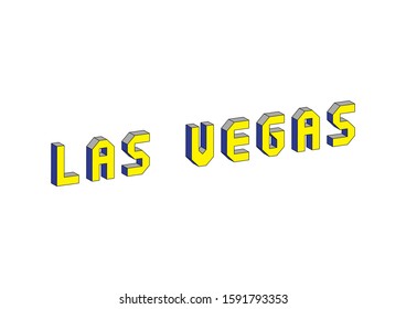 Las Vegas text with 3d isometric effect.