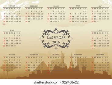 las vegas twelve months skyline calendar