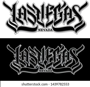 Las Vegas typo design , on white background and black background , vector file