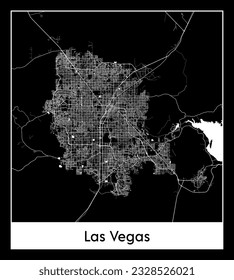 Las Vegas United States North America City map black white vector illustration