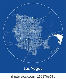 Mapa de la ciudad de Las Vegas Estados Unidos Norteamérica Mapa de la impresión azul Circle vector ilustración