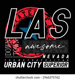 Las Vegas Urban Stylish Typography Graphic Slogan T shirt Stock Vector Illustration Design