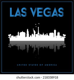 Las Vegas, USA skyline silhouette vector design on black background.