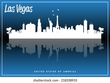 Las Vegas, USA skyline silhouette vector design on parliament blue background.