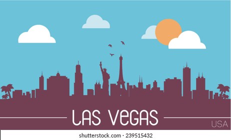 Las Vegas USA Skyline Silhouette Vector Design.