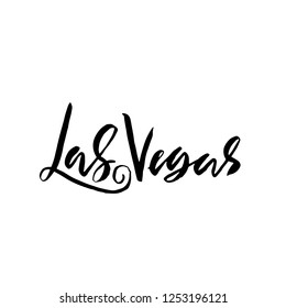 Las Vegas, USA. Typography dry brush lettering design. Hand drawn calligraphy poster. Vector illustration.