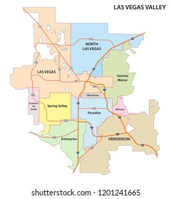 Las Vegas Valley road and administrative map, Nevada