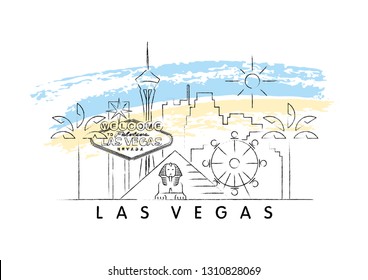 Las Vegas vector illustration and typography design