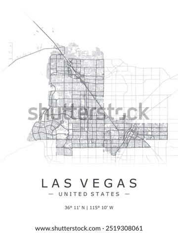 Las Vegas vector map. Detailed map of Las Vegas in United States. Best free vector illustration. Tourist decorative street map.