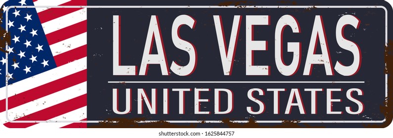 Las Vegas vintage rusty metal sign on a white background, vector illustration