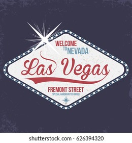 Las Vegas. Welcome to Nevada, stamp with grunge. Vintage typography, t-shirt graphics, poster, banner, textile, apparel. Vector